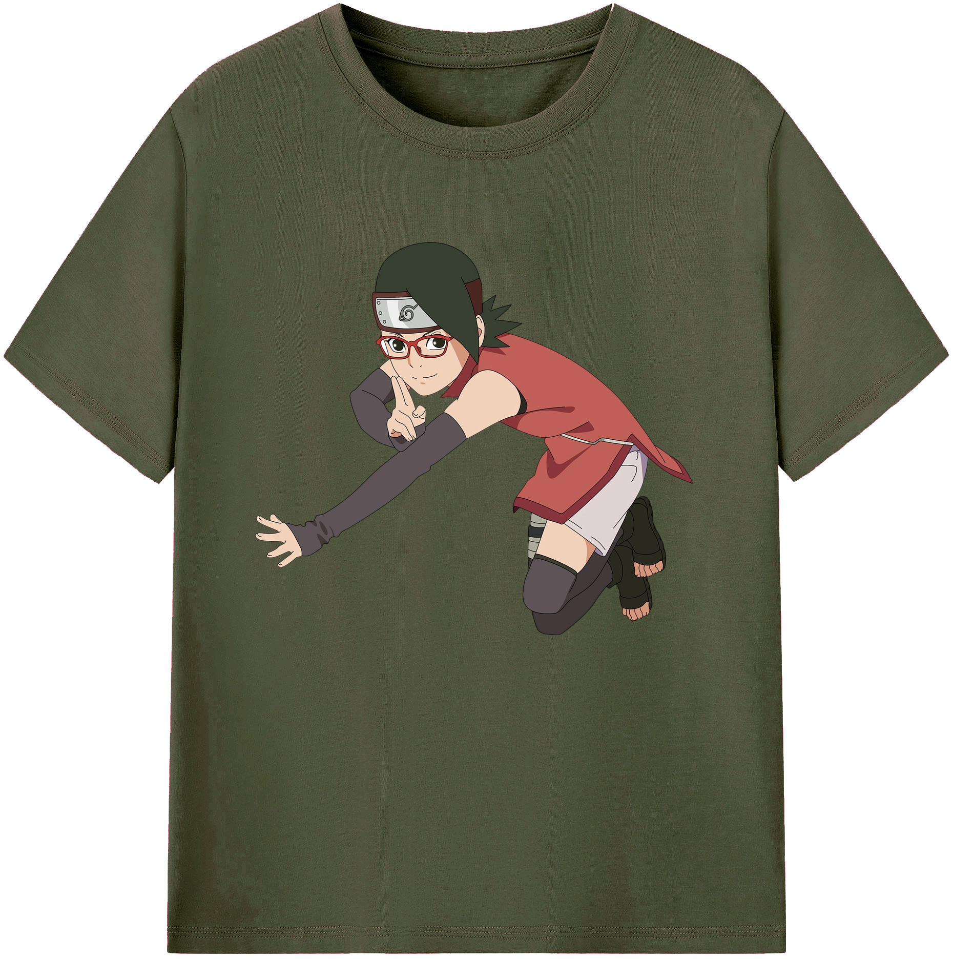 （画像用） NARUTO -ナルト- うちは サラダ Uchiha Sarada 綿100％ メンズ半袖Tシャツ｜肌触りやわらか＆通気性